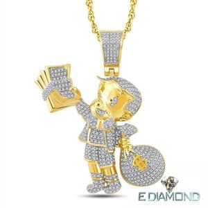 10 Karat Solid Gold, Richie Rich Natural Diamond Pendant .90 Carats, Cartoon